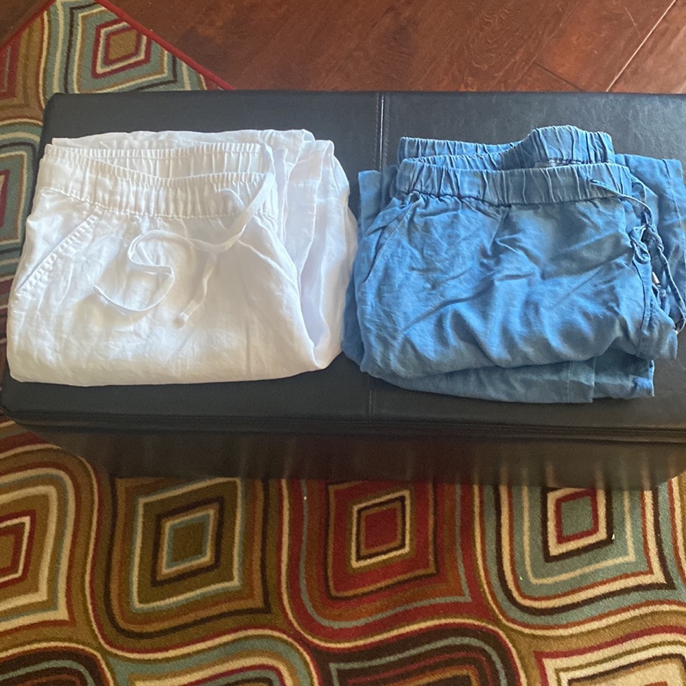 😍❤️🥰 3 for 12 - Special - 2 Pairs of Stylus Draw Strings Pants -White&Chambray